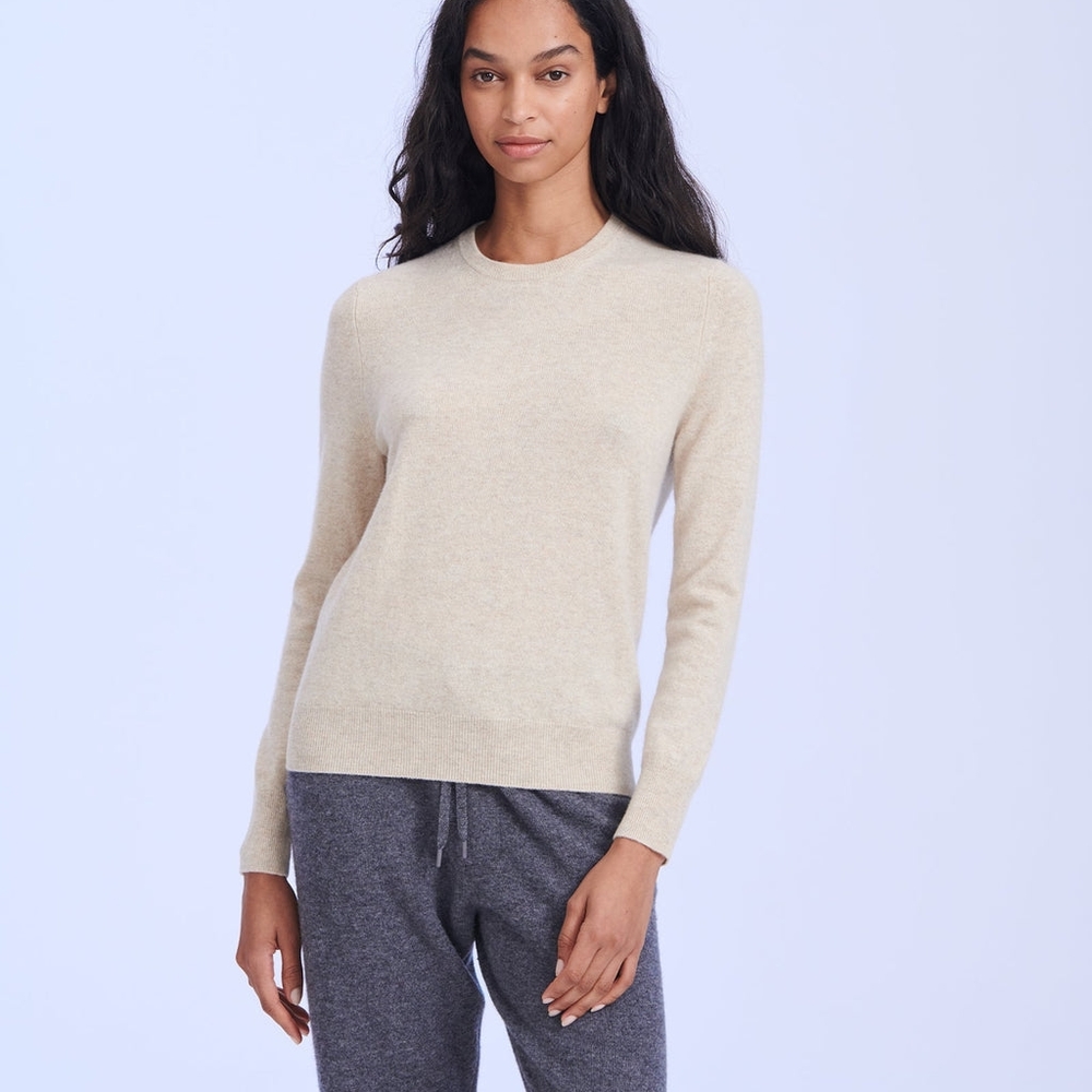 NAADAM Soft Beige Crew Neck Sweater